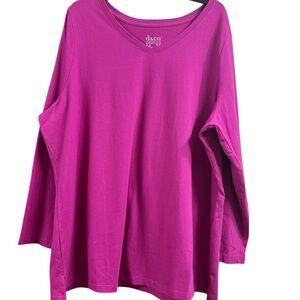 Denim&Co Vibrant Magenta Long Sleeve Top